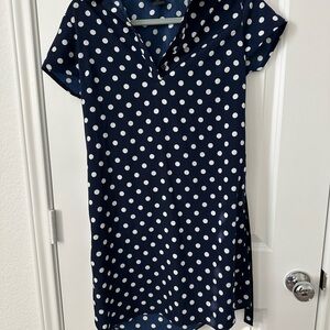 Ann Taylor Petite Polka Dot Short Sleeve Collared Dress